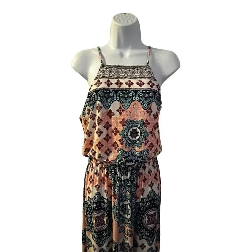 Altar'd State Maxi Dress Womens Size M Halter Mixed Allover Print